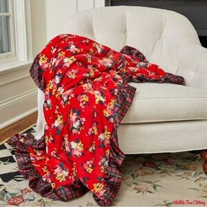 Matilda Jane Wrap Me Up Red Floral Blanket with Plaid Ruffle